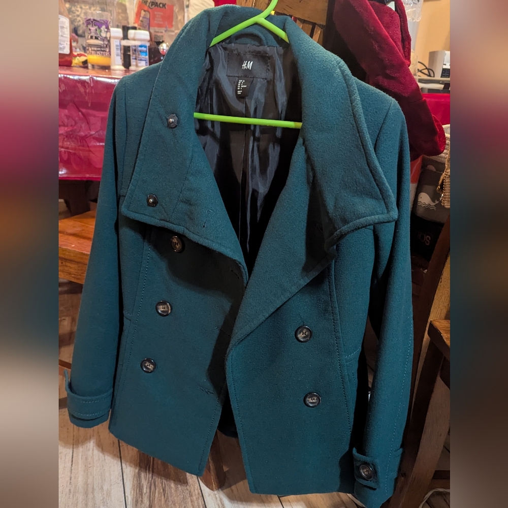 H&M Women's Forest Green Pea Coat Size 6